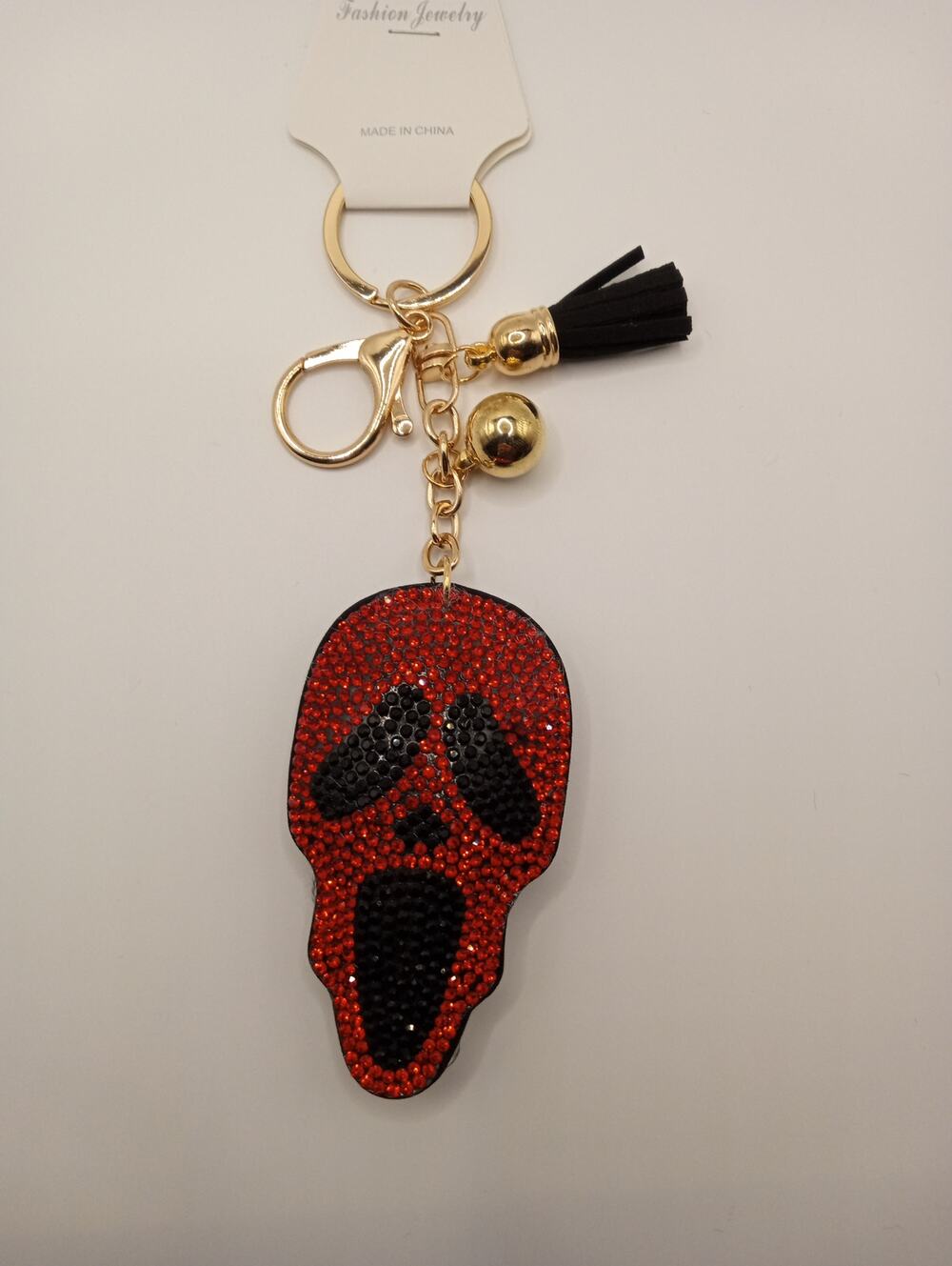 SCREAM FACE RHINESTONE KEYCHAIN PURSE OR BAG CHARM 1036-1046